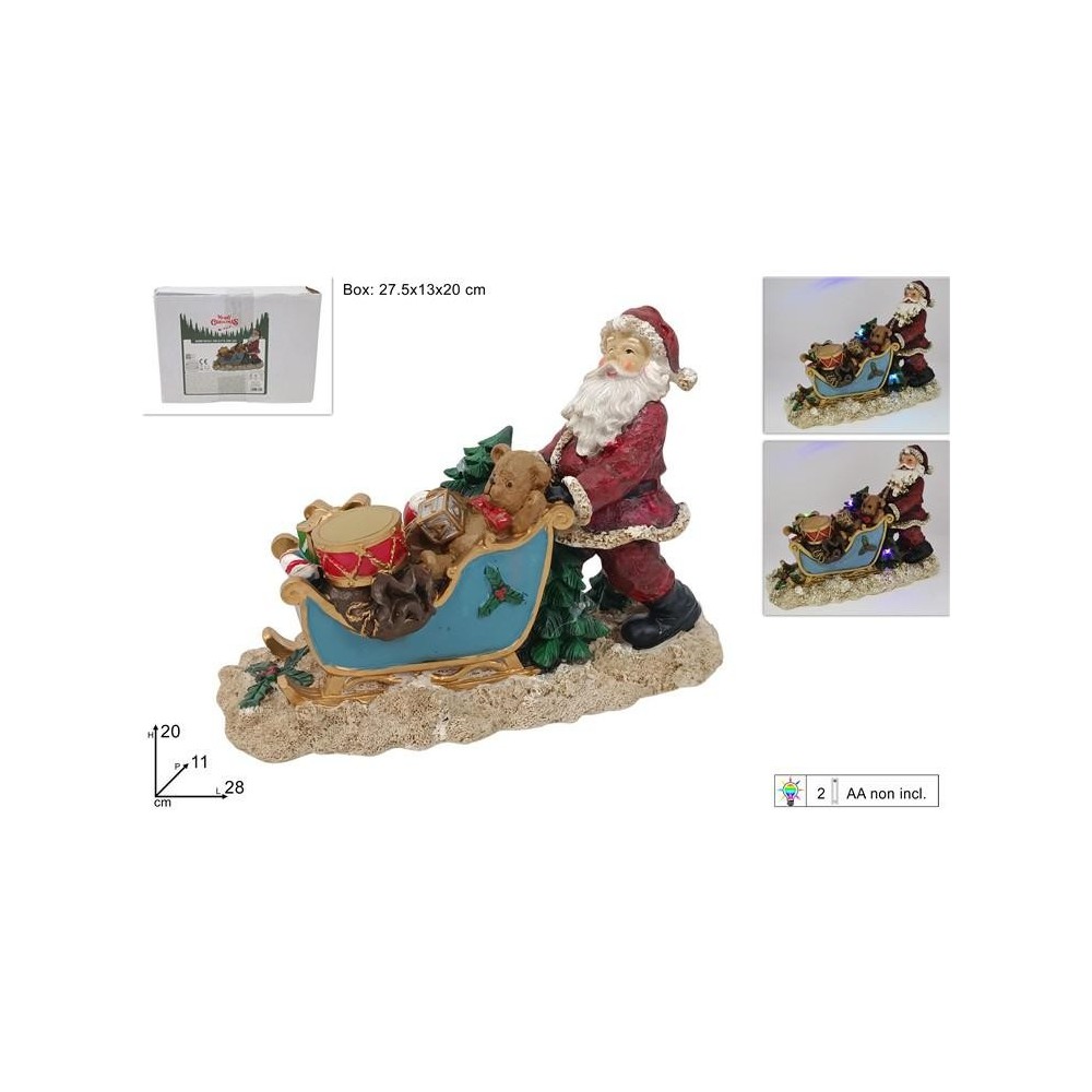 BABBO NATALE CON SLITTA E LUCI